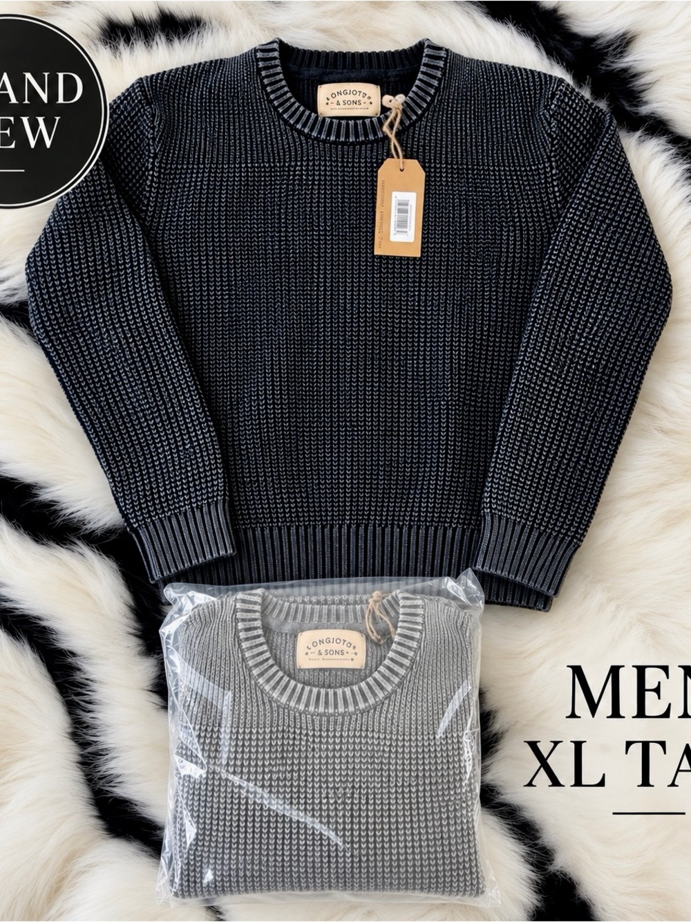 BRAND NEW LONGJOHN & SONS MEN’S XL TALL SWEATERS